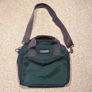 Vintage Lands End Duffel Weekend Messenger Travel Bag Green 3 Pocket Strap